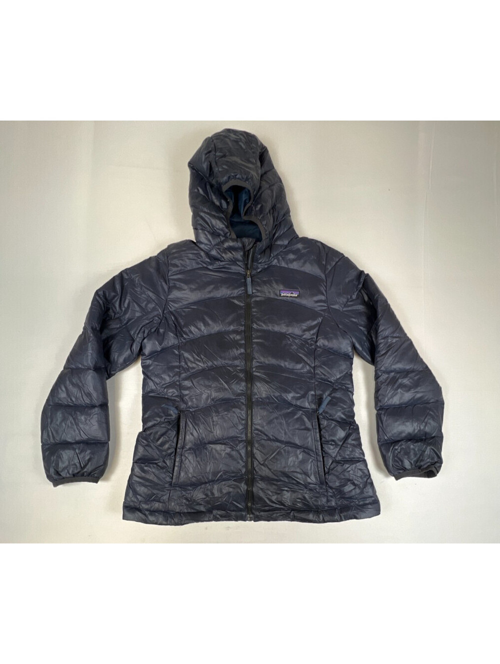 Girls Patagonia Hi-Loft Down Sweater Hoody Blue Jacket Size XL 14